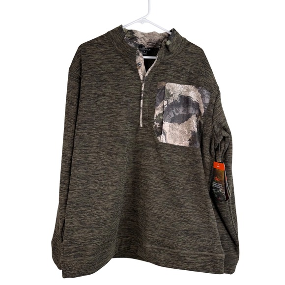 Habit Outdoors Mens XL 1/4 Zip Pullover Scent Factor Mossy Oak Camouflage NEW - Picture 1 of 13